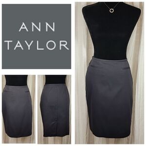 Ann Taylor Black & Gray Pinstripe Seamed Pencil Skirt